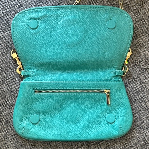 TORY BURCH Teal and Gold Leather Chain Shoulder Bag/Clutch - Picture 7 of 12